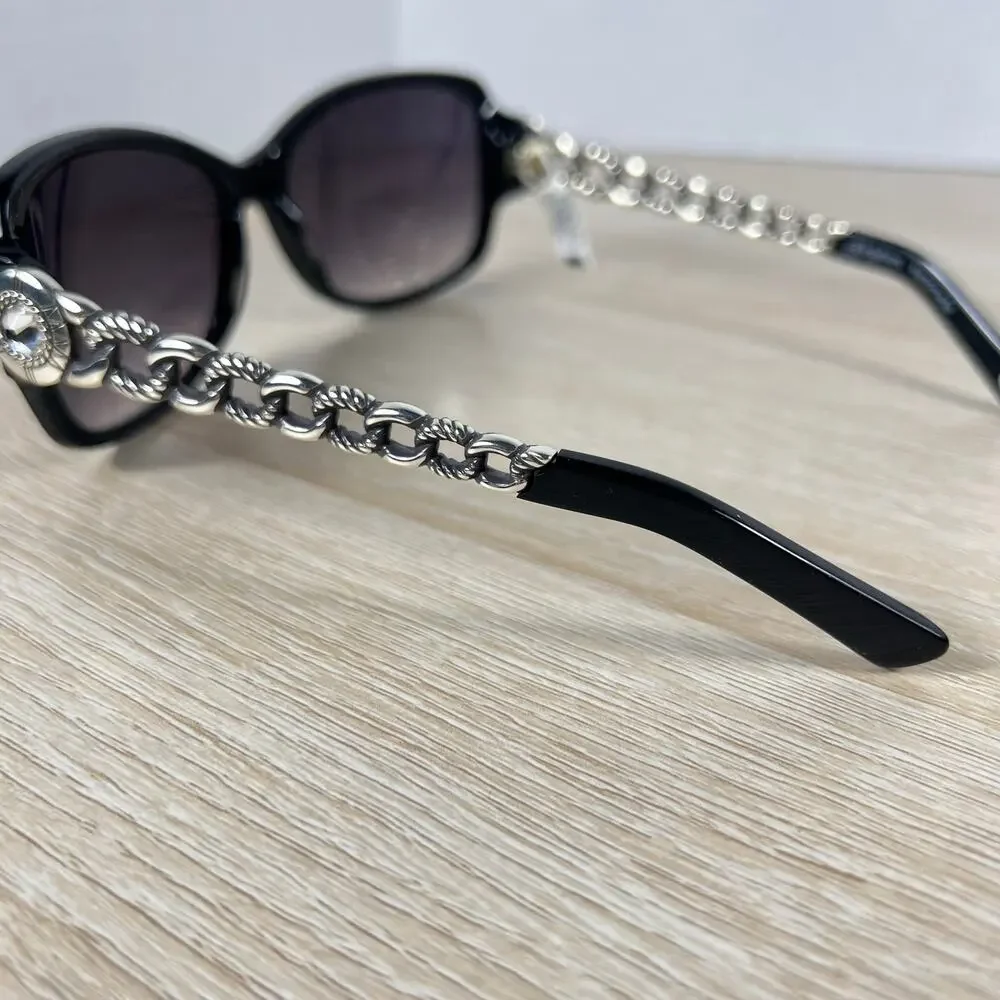 Brighton A12393-125 Fortino Sunglasses Black Silver Chain Link 56-15